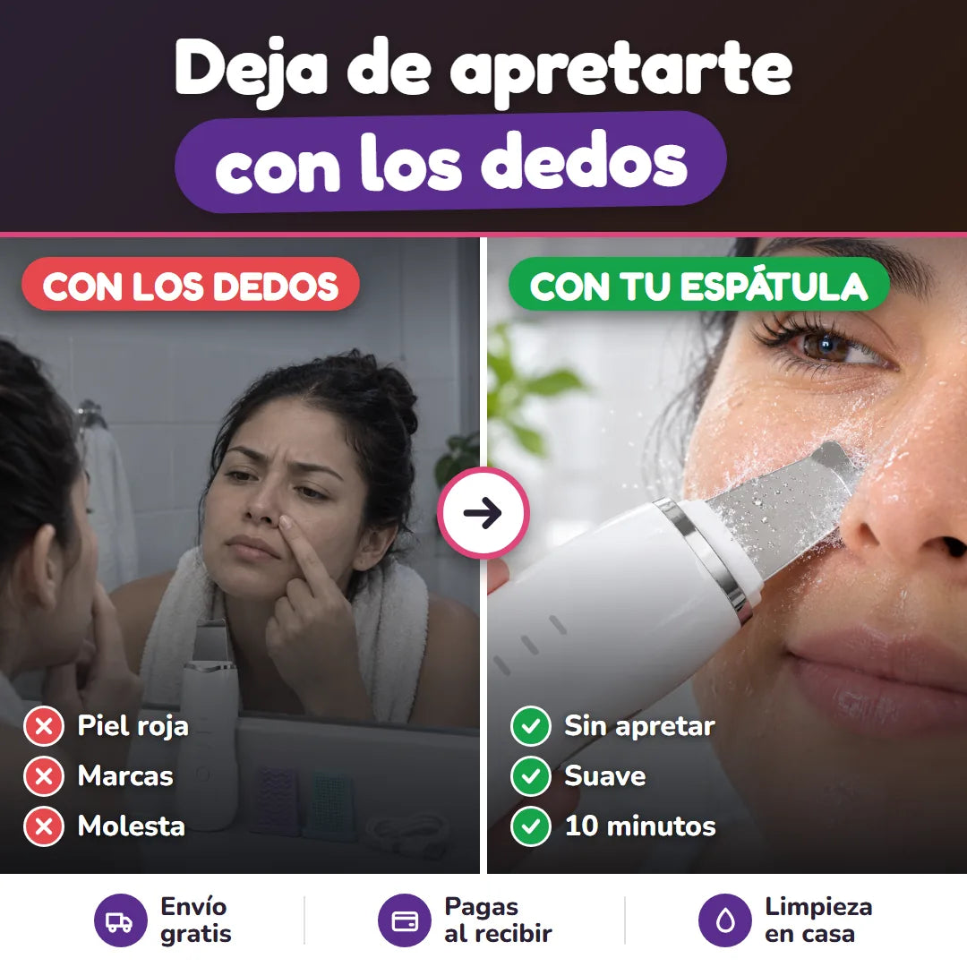 Apretarse la nariz con los dedos frente a limpiar con la espátula ultrasónica