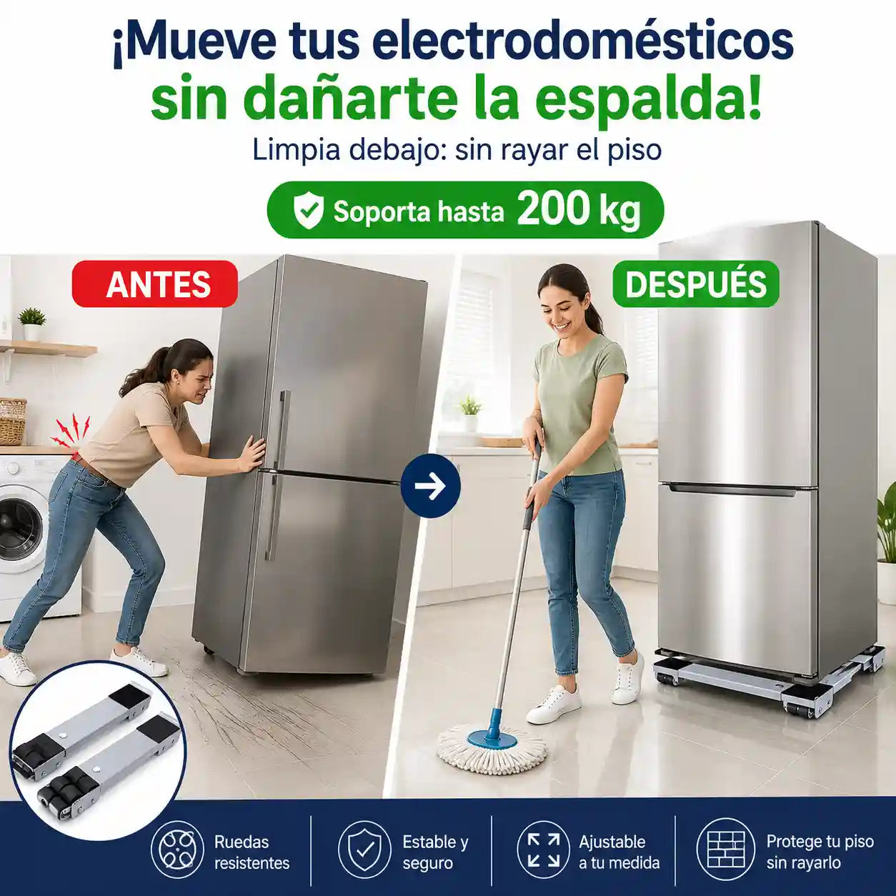 SOPORTE ADAPTABLE CON RUEDAS | Mueve cualquier mueble sin esfuerzo