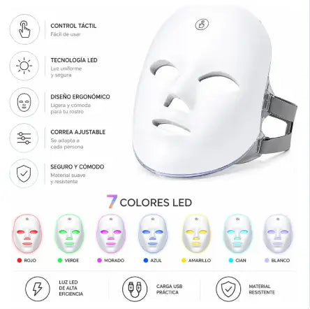 Máscara LED facial 7 colores