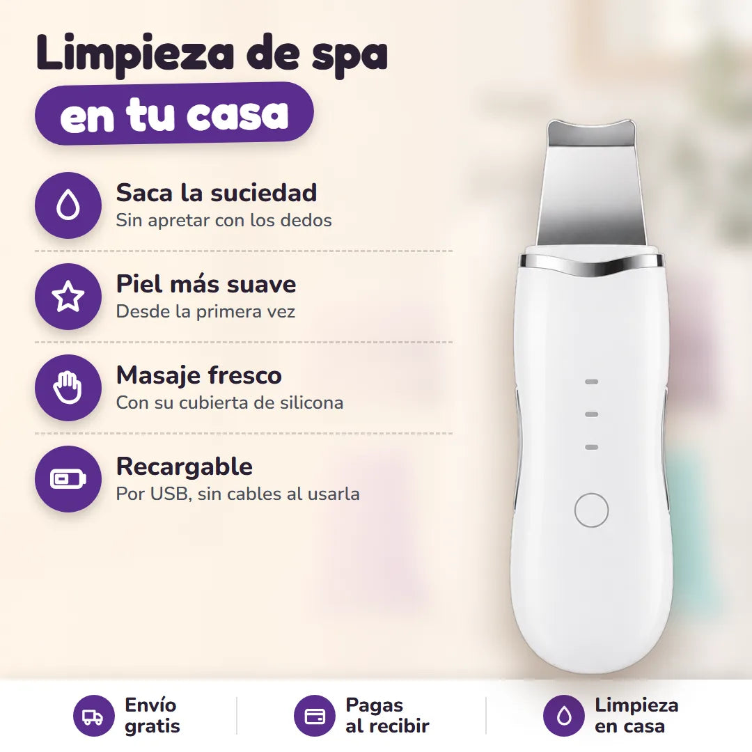 La espátula ultrasónica y sus beneficios: saca la suciedad, piel más suave, masaje y recargable