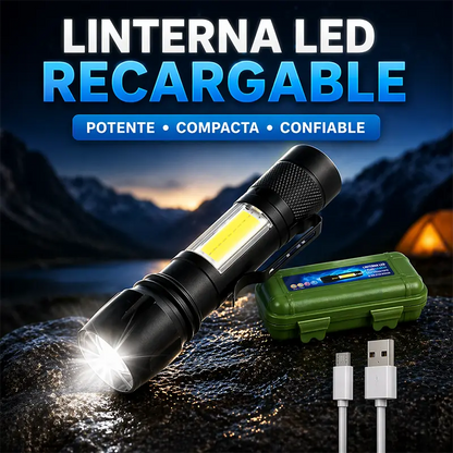 Linterna Táctica Recargable PROMO 2X1 Resistente al agua para camping y emergencias 🔦
