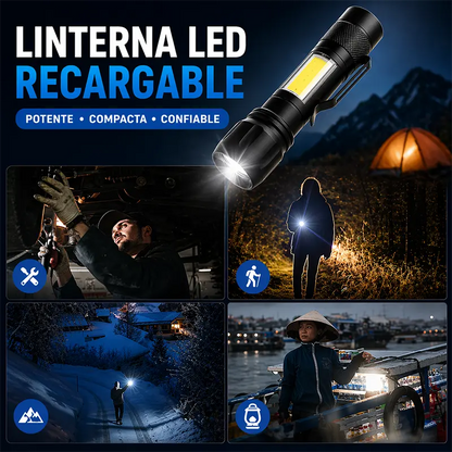 Linterna Táctica Recargable PROMO 2X1 Resistente al agua para camping y emergencias 🔦