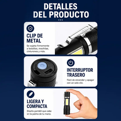 Linterna Táctica Recargable PROMO 2X1 Resistente al agua para camping y emergencias 🔦