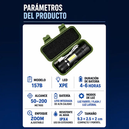 Linterna Táctica Recargable PROMO 2X1 Resistente al agua para camping y emergencias 🔦