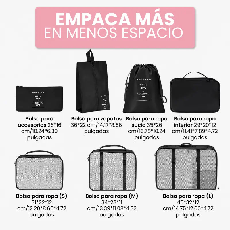 Juego de 7 Organizadores de Viaje – Empaca más, vive mejor🔥