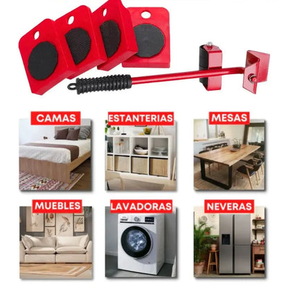 Deslizador de Muebles - EasyMove® (4 Bases con Ruedas + Levantador)