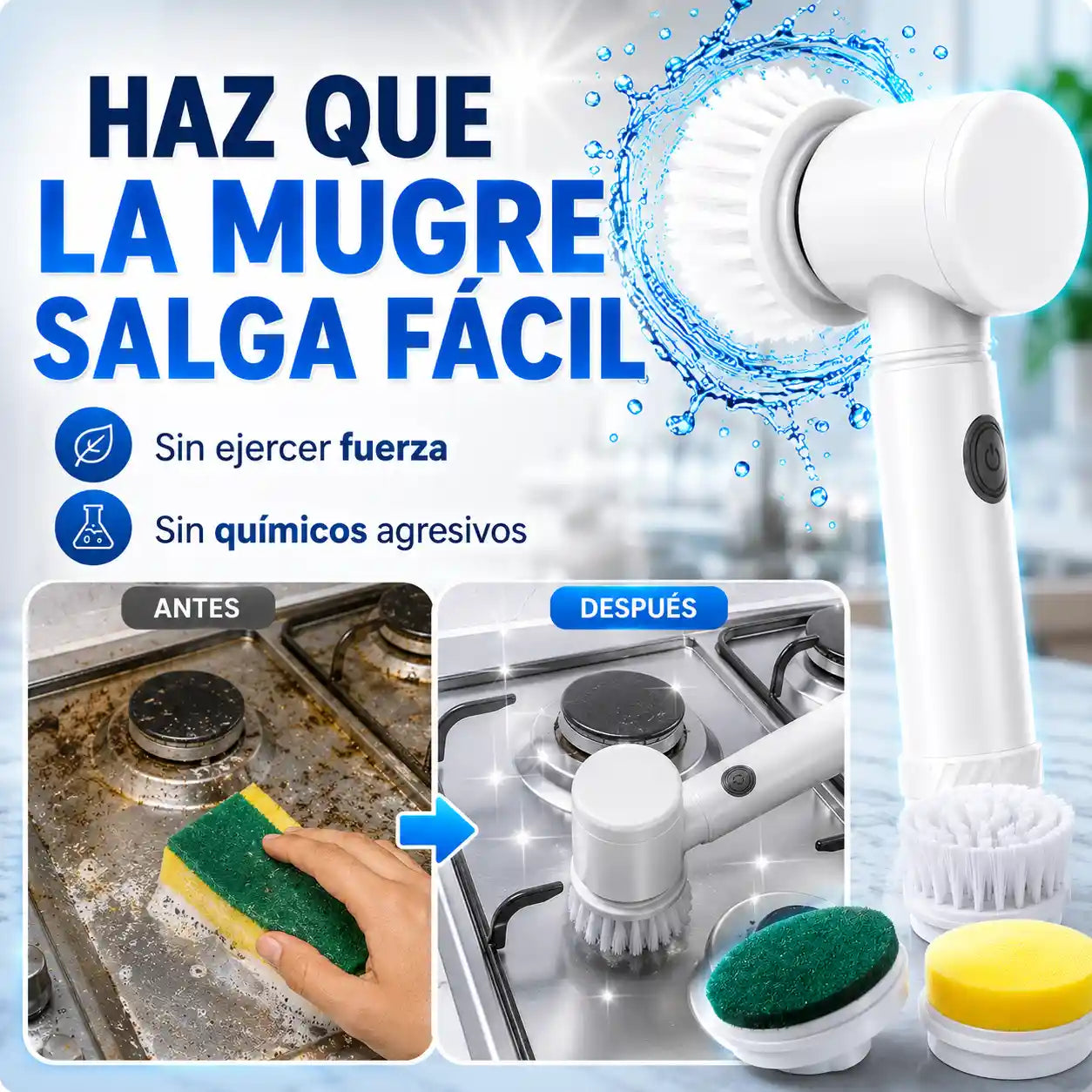 Cepillo Eléctrico 3EN1 | Limpia profundo lo que sea, sin ejercer fuerza