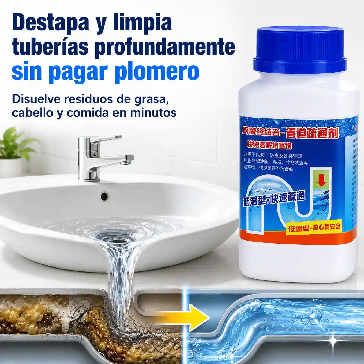 Destapa cañerías en menos de 5 min