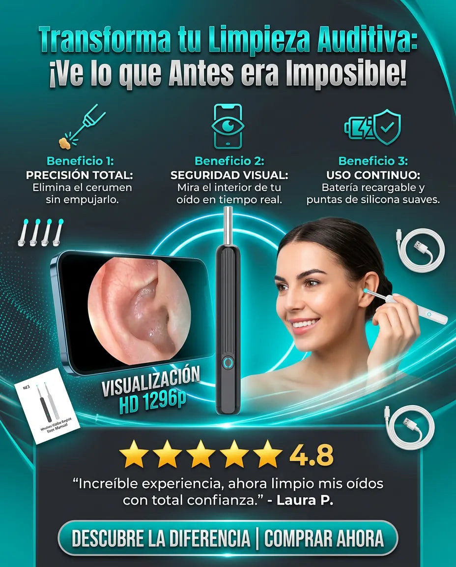 Limpiador de Oídos con Cámara HD y Luz LED