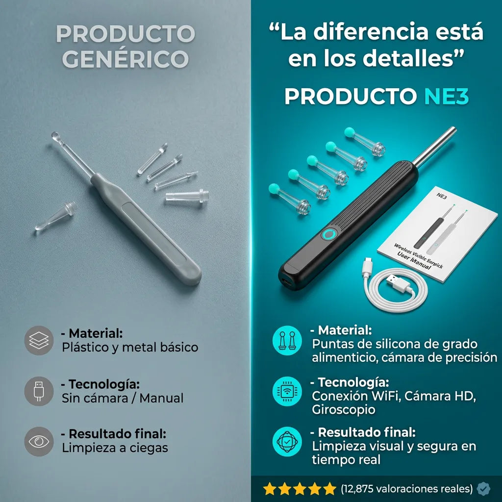 Limpiador de Oídos con Cámara HD y Luz LED